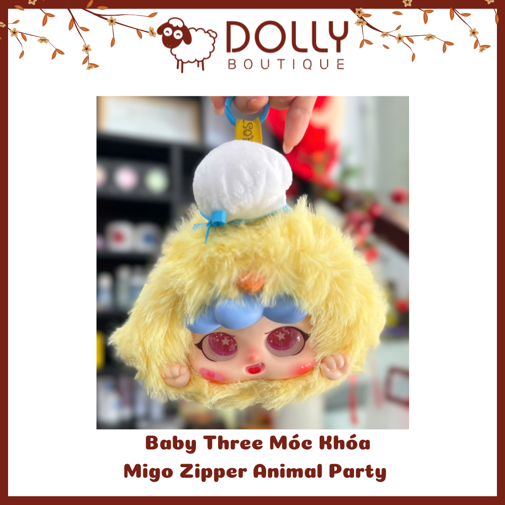 Gấu Bông Baby Three Migo Zipper Animal Party Móc Khóa ( Bữa Tiệc Động Vật )  [ Giao theo phân mục đã unbox]