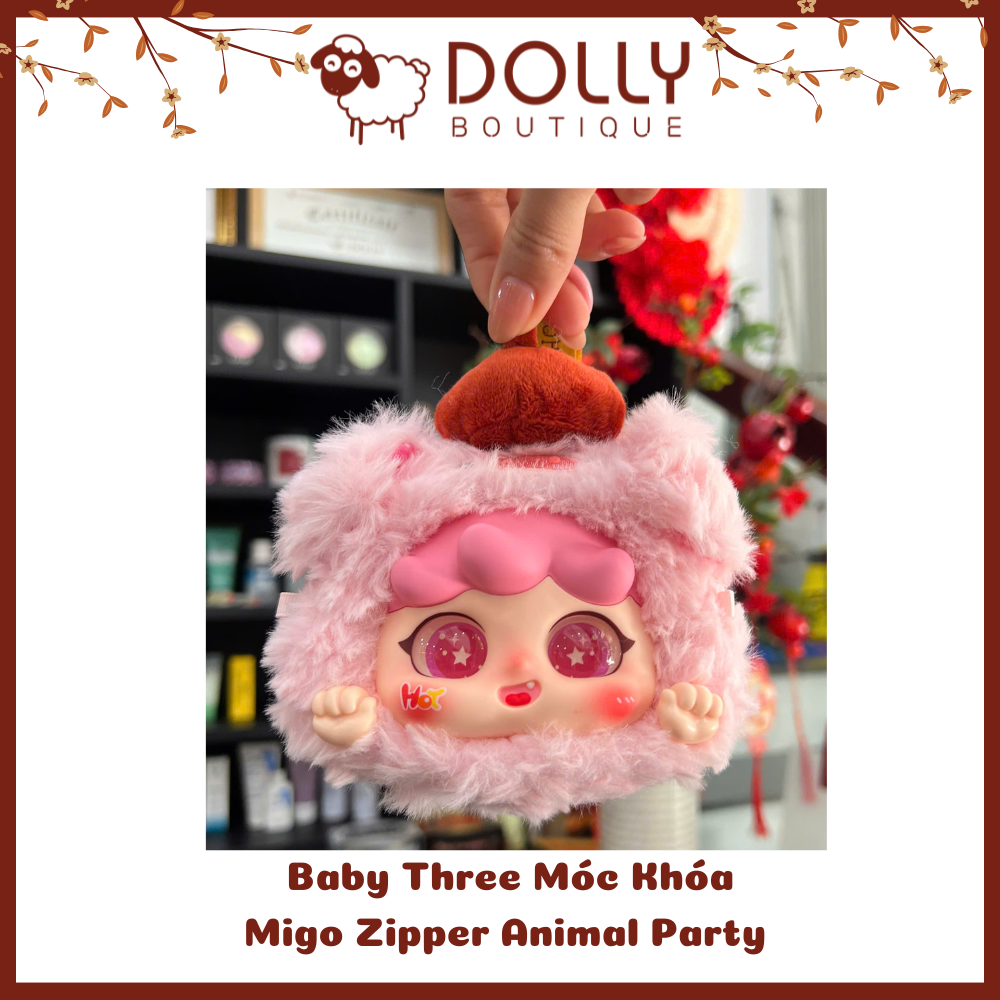 Gấu Bông Baby Three Migo Zipper Animal Party Móc Khóa ( Bữa Tiệc Động Vật )  [ Giao theo phân mục đã unbox]