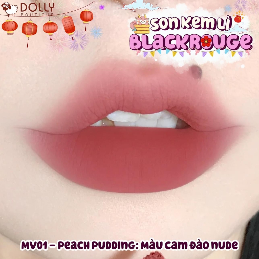 Son Kem Lì Black Rouge Muddish Cushion Velvet #MV01 Peach Pudding ( Cam Đào Nude ) - 4g