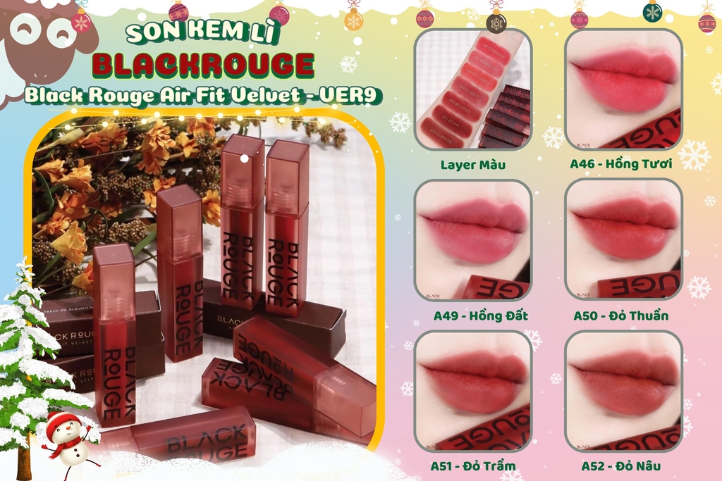 Son Kem Lì Black Rouge Air Fit Velvet Tint  #A52 Cinnamon Brown ( Màu Nâu Trầm ) - 4.5ml