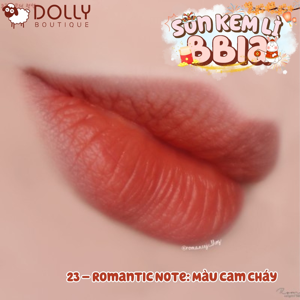 Son Kem Lì Bbia Last Velvet Lip Tint #23 Romantic Note ( Màu Cam Chát Đất ) - 5g