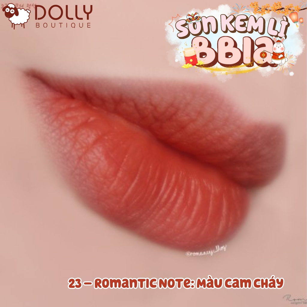 Son kem lì Bbia Last Velvet Lip Tint Version 5- 23 Romantic Note ( Màu Cam Chát Đất ) 5g