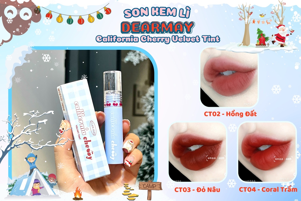 Son Kem Lì Dearmay California Cherry Velvet Tint CT2- Hồng Nude