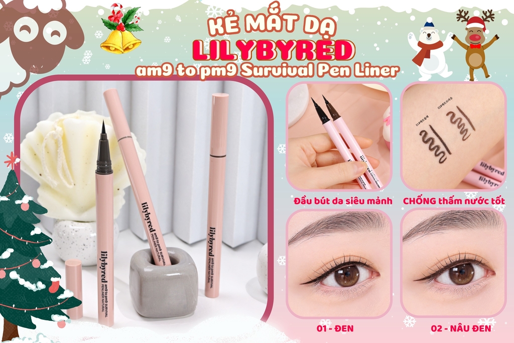 Bút Kẻ Mắt Nước Siêu Mảnh, Chống Trôi Lilybyred Am9 To Pm9 Survial Penliner - 02 Matt Brown (Nâu Đen)