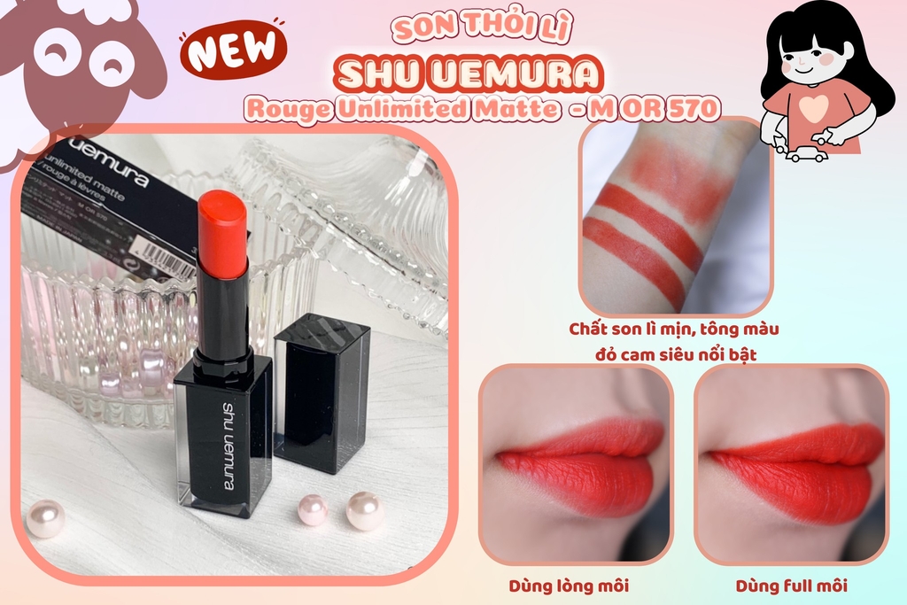 Son Lì Shu Uemura Matte OR570 Màu Đỏ Cam 3g