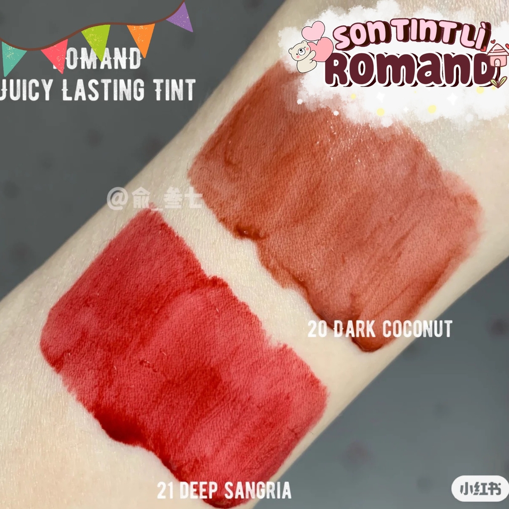 Son Tint Romand Juicy Lasting Tint #21 Deep Sangria (Màu Đỏ Mận) - 5.5g