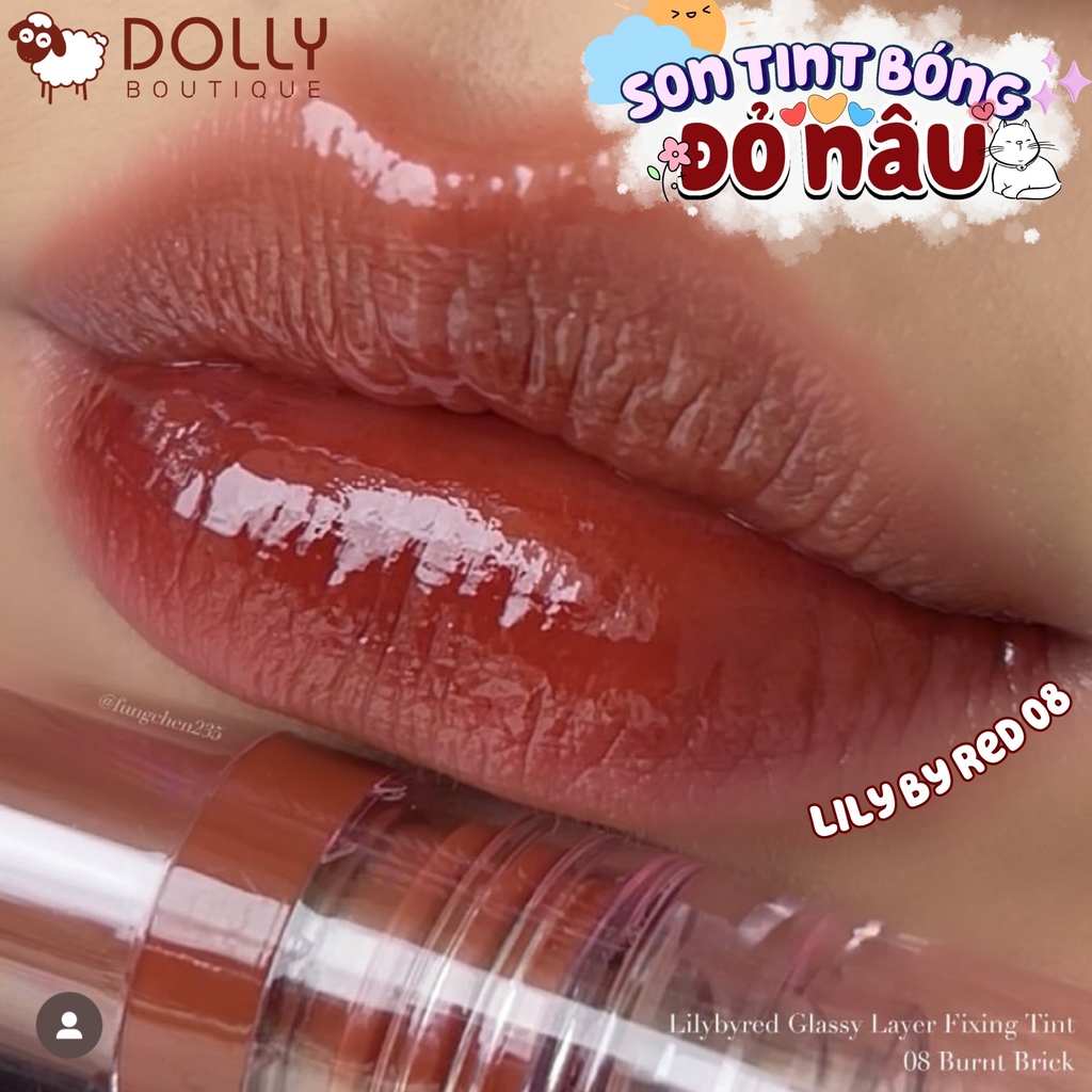 Son Tint Lilybyred Glassy Layer Fixing Tint #08 Burnt Brick (Màu Đỏ Nâu Socola) - 3,8g