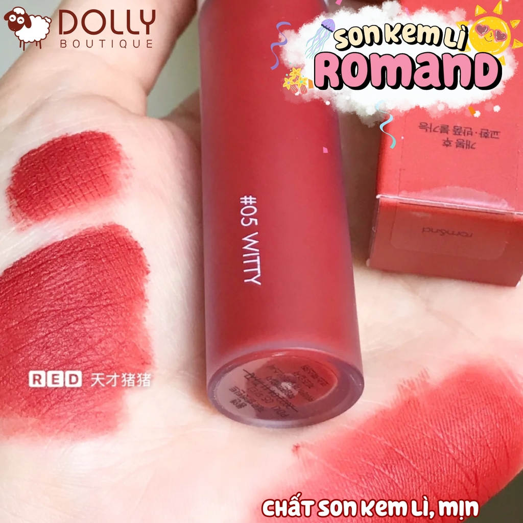 Son Kem Lì Romand Zero Velvet Tint  #05 WITTY ( Màu Đỏ Gạch )