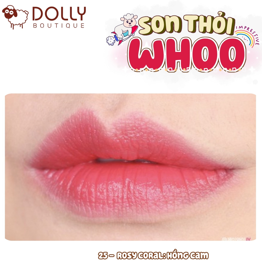 Son Thỏi Có Độ Ẩm Whoo Gongjinhyang Mi Luxury Lip Rouge #25 Rosy Coral (Màu Hồng Cam) - 6g