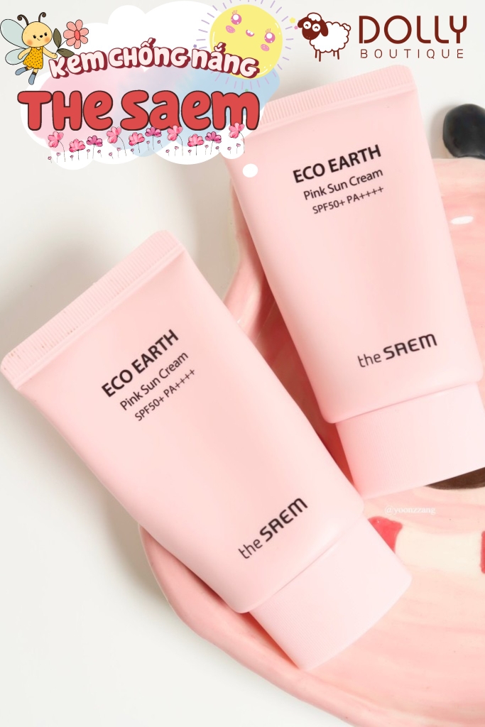 Kem Chống Nắng The Saem Eco Earth Power Pink Sun Cream Spf50 Pa++++ 50ml