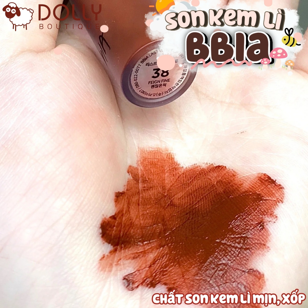Son Kem Lì Bbia Last Velvet Lip Tint #38 Feign Fine ( Màu Nâu Đất ) - 5g