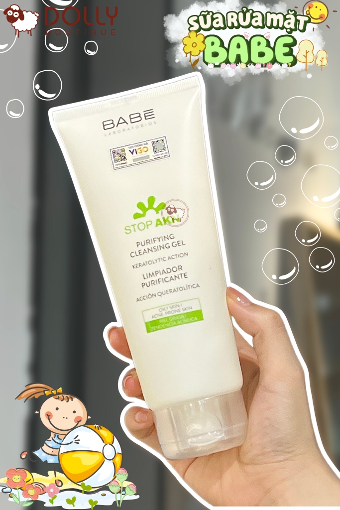 Sữa Rửa Mặt Làm Sạch Dịu Nhẹ Cho Da Dầu Mụn Babe Stop AKN Purifying Cleansing Gel - 200ml