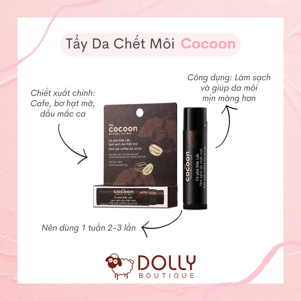 Tẩy Da Chết Môi Chiết Xuất Cà Phê Đắk Lắk Cocoon Dak Lak Coffee Lip Scrub 5g