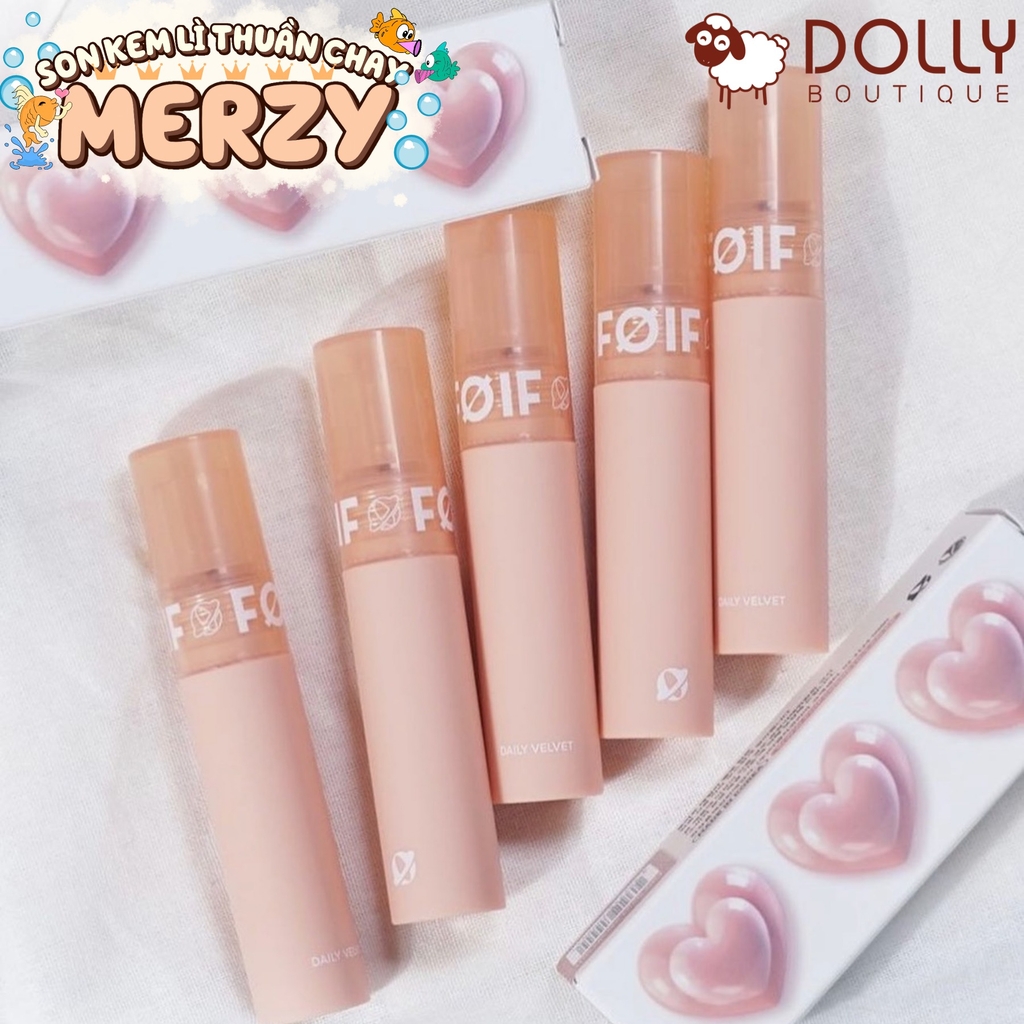 Son Kem Lì Thuần Chay, Mịn Mượt  Foif By Merzy Daily Velvet Tint  #VT5 - Dolce Auburn  (Màu Hồng Đỏ Dâu) - 3g