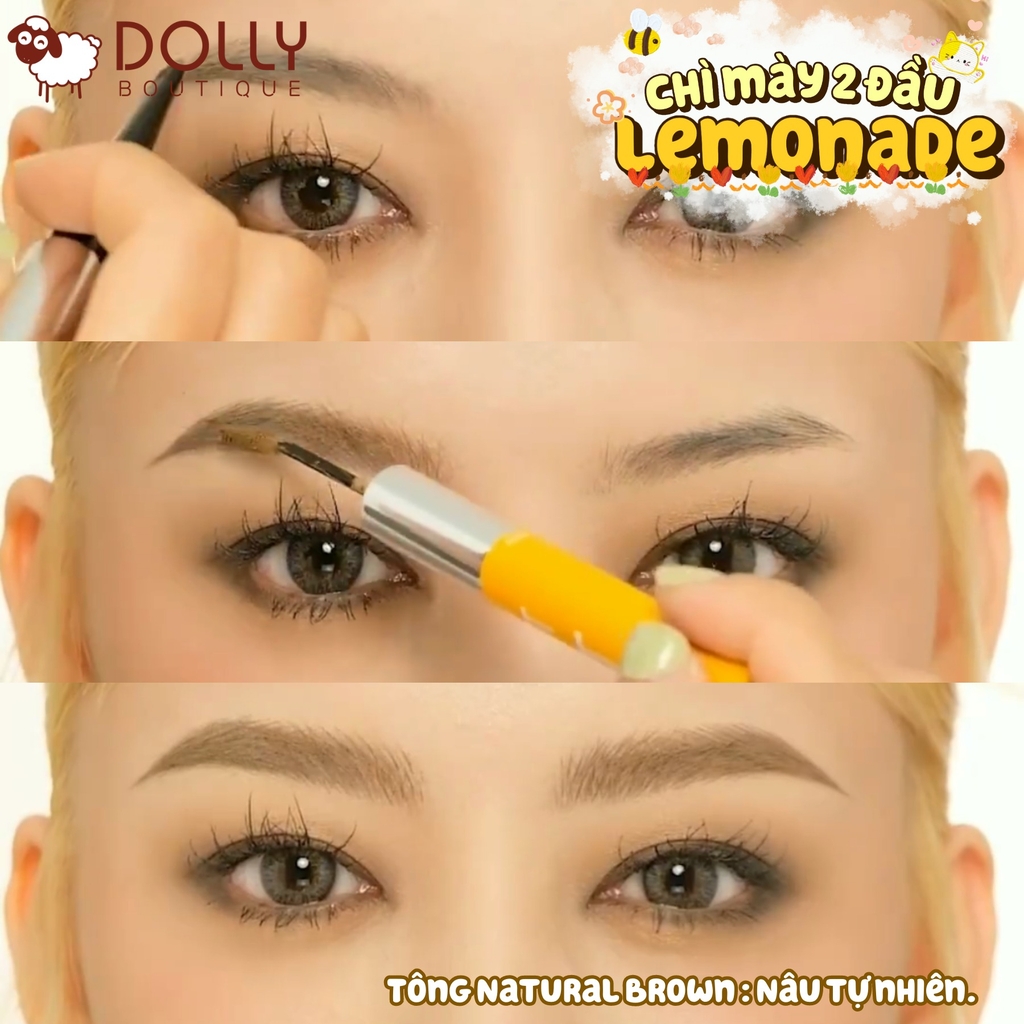 Chì Kẻ Mày 2 Đầu Lemonade Want It Got It Dual EyeBrow #02 Natural Brown (Nâu Sáng)