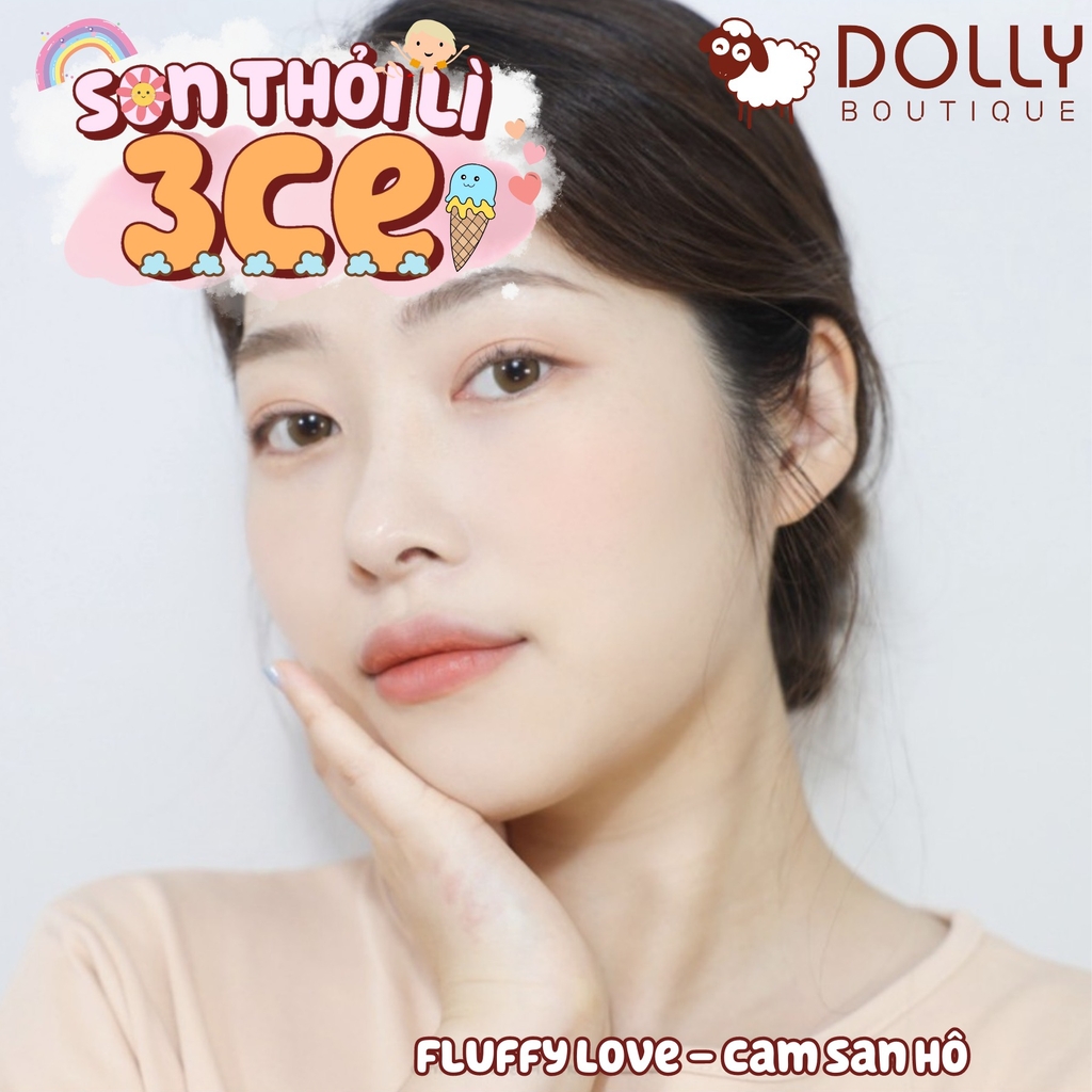 Son Thỏi 3CE Soft Matte Lipstick [Pure Pairing]  #Fluffy Love (Màu Cam Đào) - 3.5g