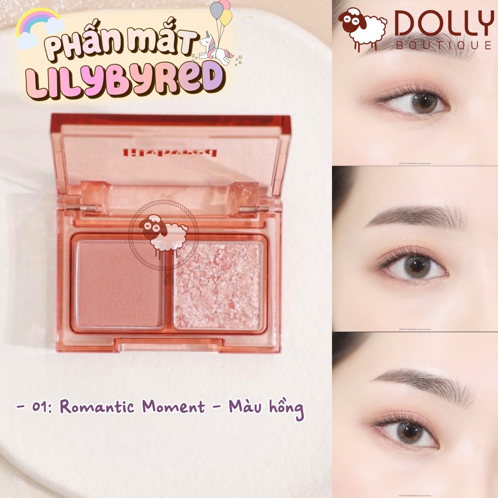 Bảng Phấn Mắt 2 Ô Siêu Xinh, Bền Màu Lilybyred Little Bitty Moment Shadow #01 Romantic - 1.6g