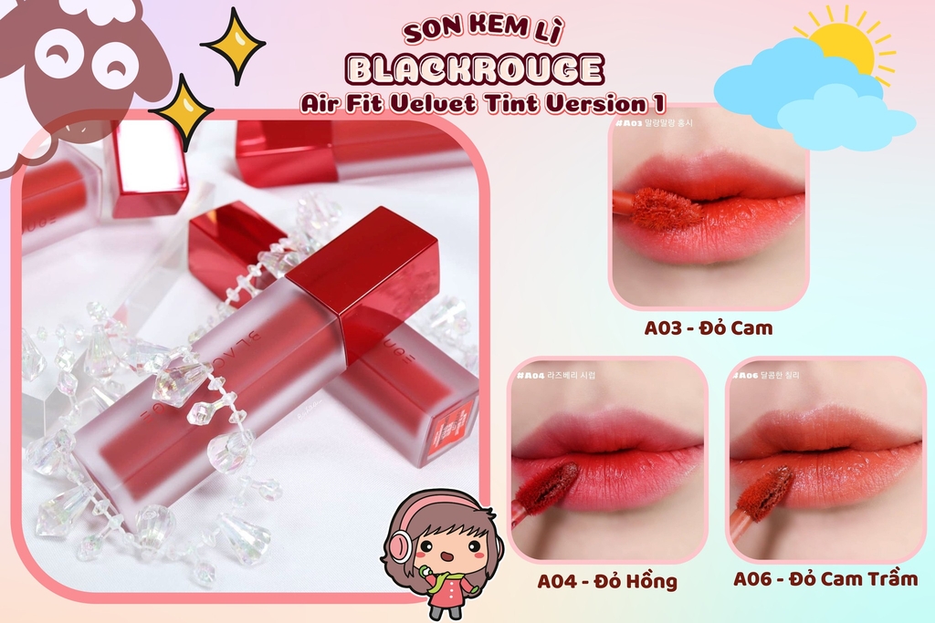 Son Kem Lì Black Rouge Air Fit Velvet Tint #A03 Soft Red ( Màu Đỏ Gạch ) - 4.5g
