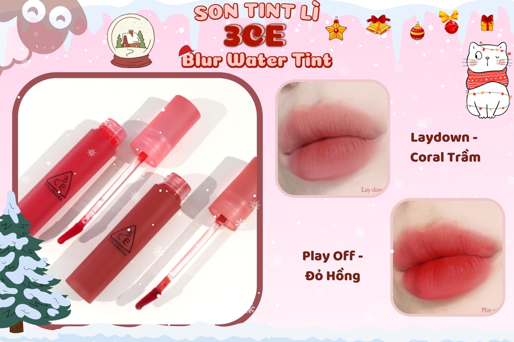 Son Tint 3CE Blur Water Tint - Laydown 4.6g (Hồng Đào Nude)