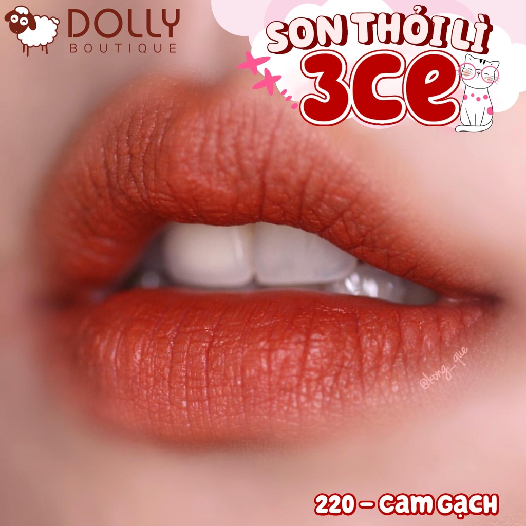 Son thỏi lì 3CE Mood Recipe Matte Lip Color #220 HIT ME UP (Màu Cam Đất) - 3.5g