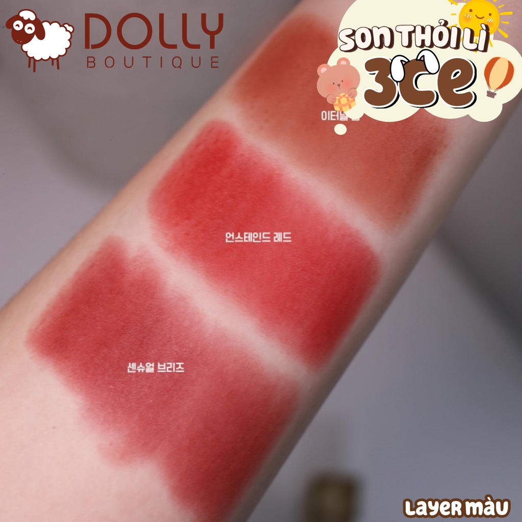 Son Thỏi 3CE Soft Matte Lipstick - Version Deep Under More Deep #Sensual Breeze (Màu Đỏ Đất Pha Hồng)