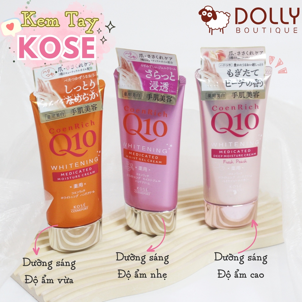 Kem Dưỡng Da Tay Kose CoenRich Q10 Moist Gel Cream 80g - Màu Hồng