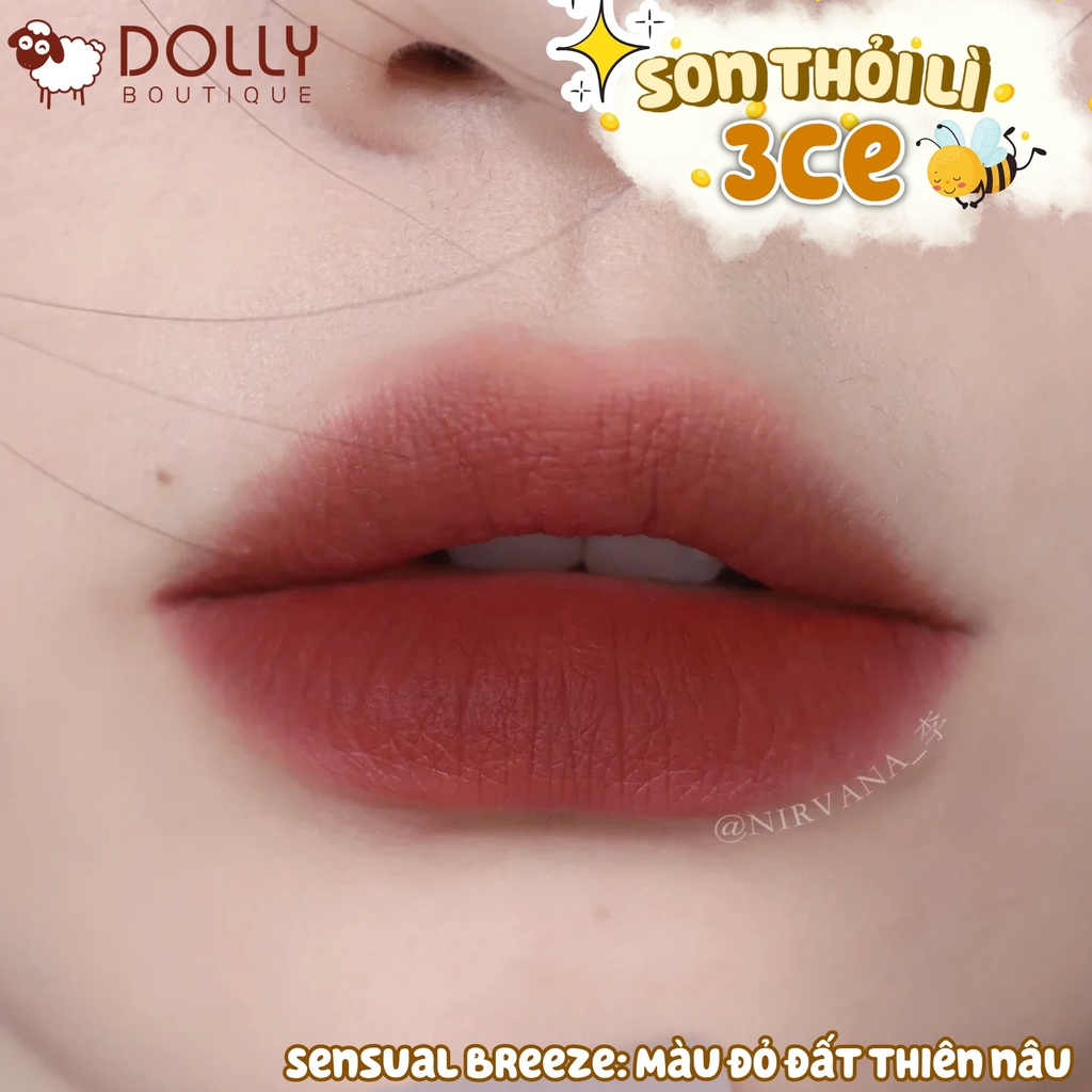 Son Thỏi 3CE Soft Matte Lipstick - Version Deep Under More Deep #Sensual Breeze (Màu Đỏ Đất Pha Hồng)