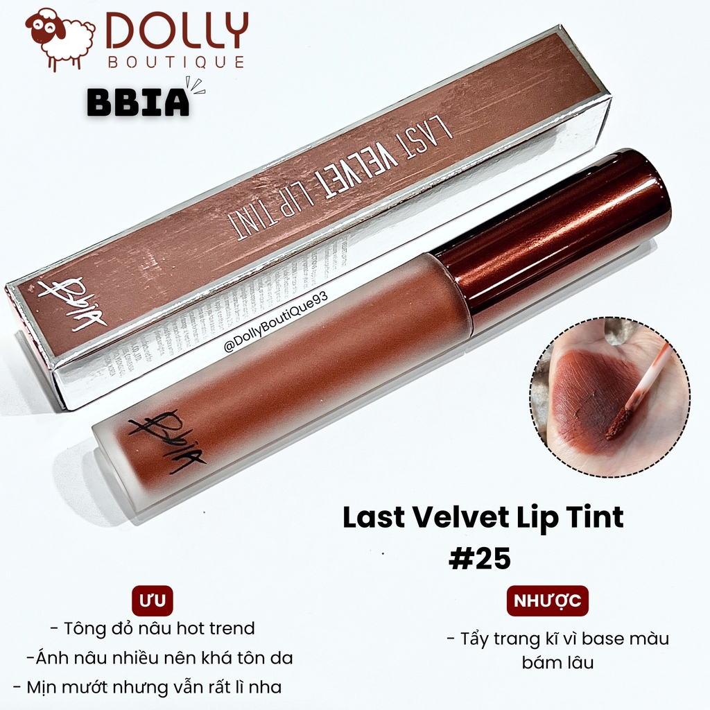 Son Kem Lì BBia Last Velvet Lip Tint #25 Final Note ( Màu Đỏ Nâu ) - 5g