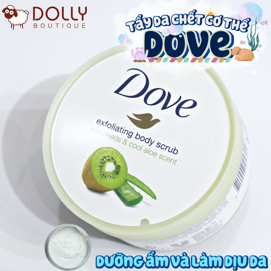 Tẩy Da Chết Cơ Thể  Dove Exfoliating Body Polish Kiwi Seeds & Cool Aloe Scent 225ml