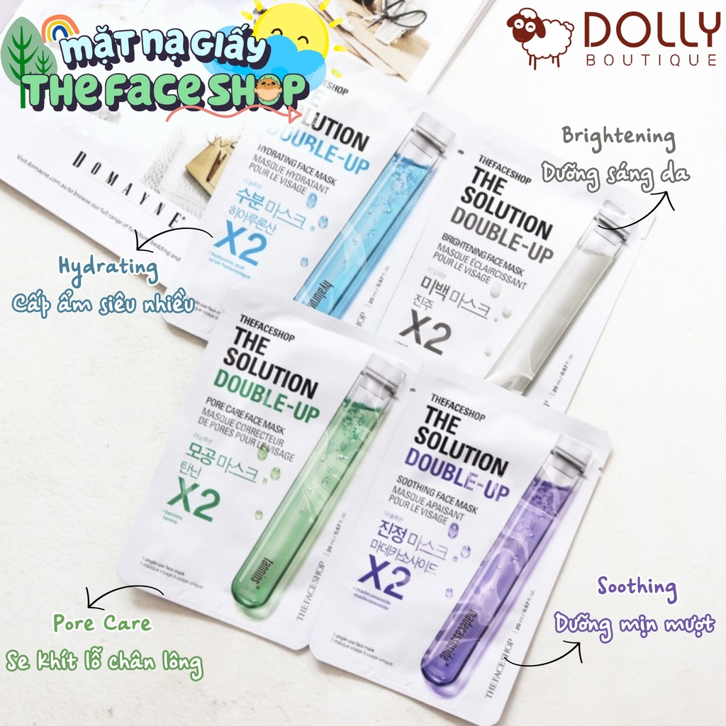 Mặt Nạ Giấy Tăng Cường Làm Sáng Da The Face Shop The solution Double Up Brightening Face Mask - 20ml