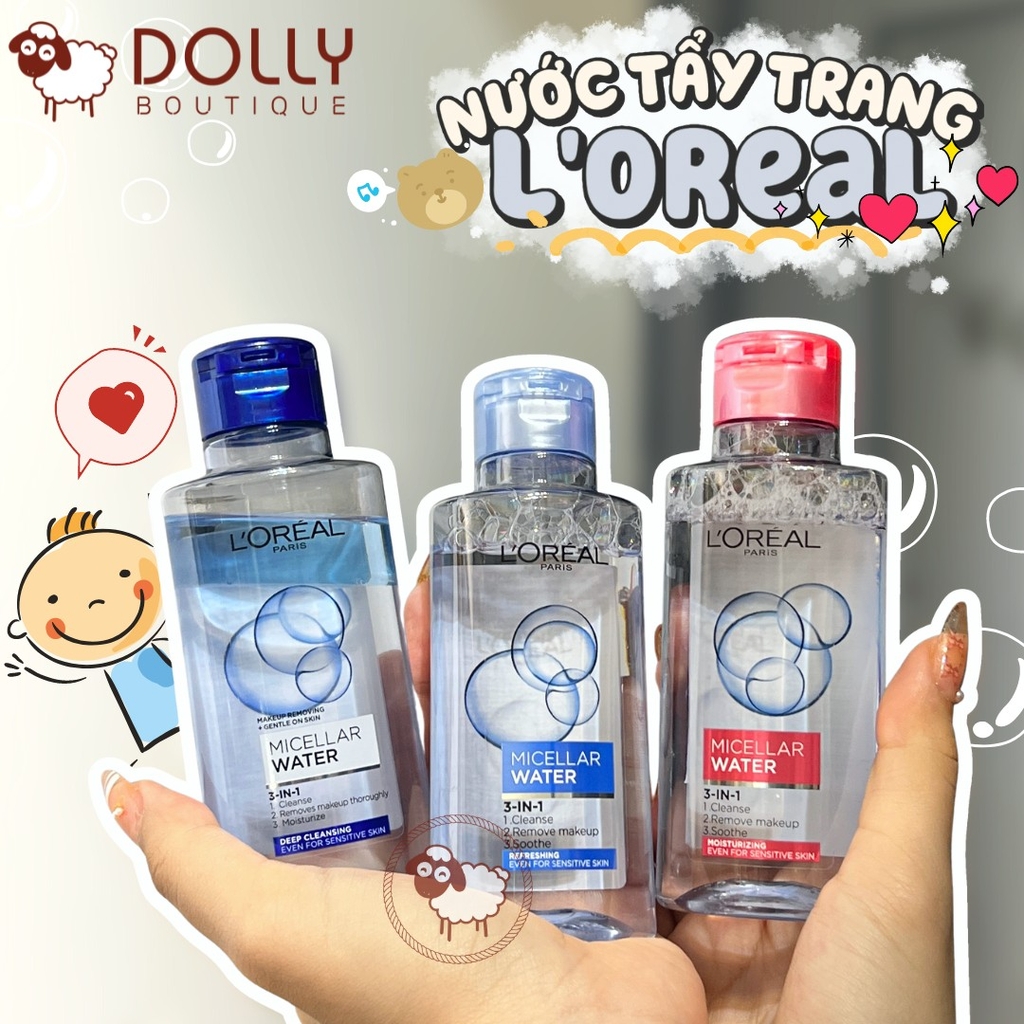 Nước tẩy trang L'Oreal Paris 3 in 1 Micellar Water - Moisturizing 95 ml