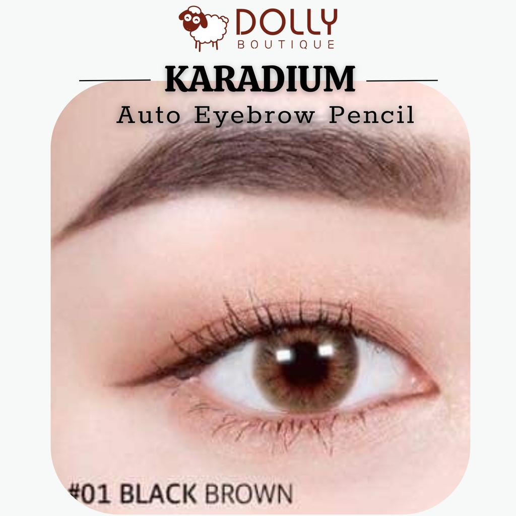 Chì Kẻ Mày 2 Đầu Nét Mảnh Karadium Auto Eyebrow Pencil 0.18g - 01 Black Brown