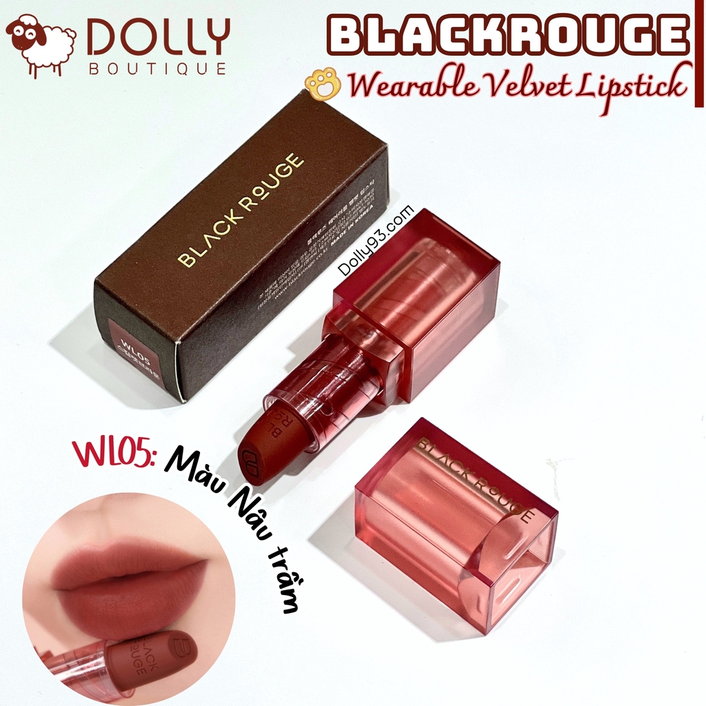 Son Thỏi Black Rouge Wearable Velvet Lipstick WL05 Scarlet Brown ( Màu Đỏ Nâu Trầm ) - 4.4g