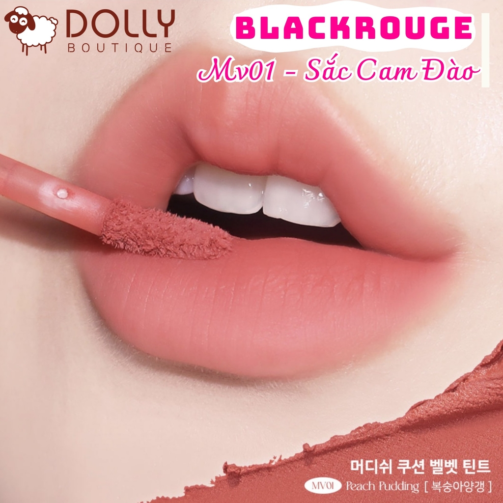 Son Kem Lì Black Rouge Mudissh Cushion Velvet #MV01 - Peach Pudding (Cam Đào Nude)