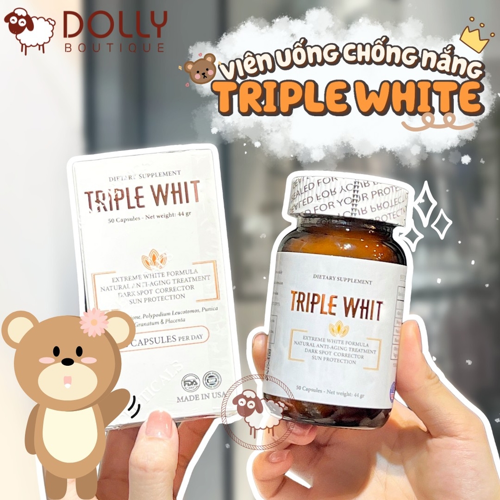 Viên uống trắng da, chống nắng, ngừa nám Triple White hộp 50 viên
