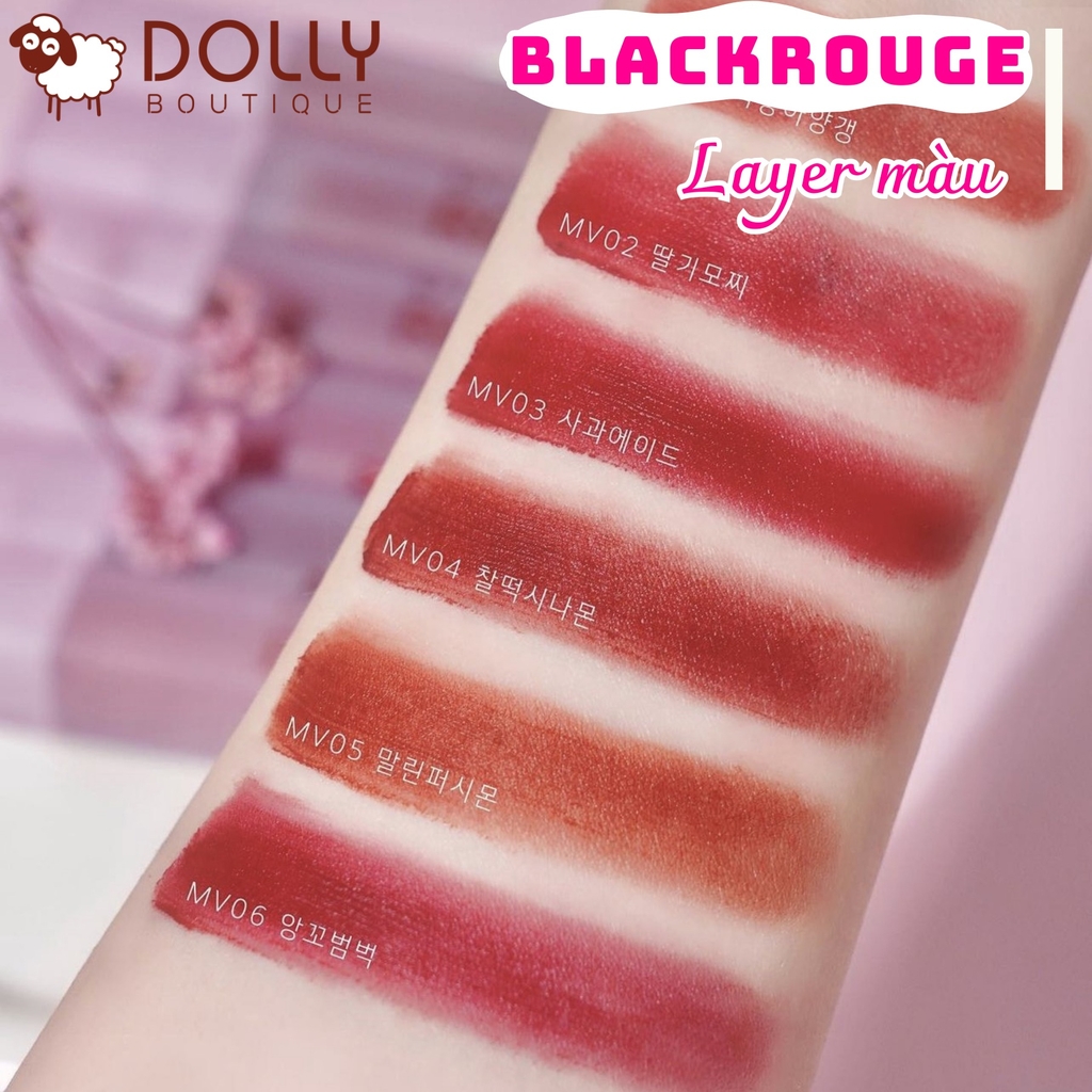 Son Kem Lì Black Rouge Muddish Cushion Velvet #MV01 Peach Pudding ( Cam Đào Nude ) - 4g