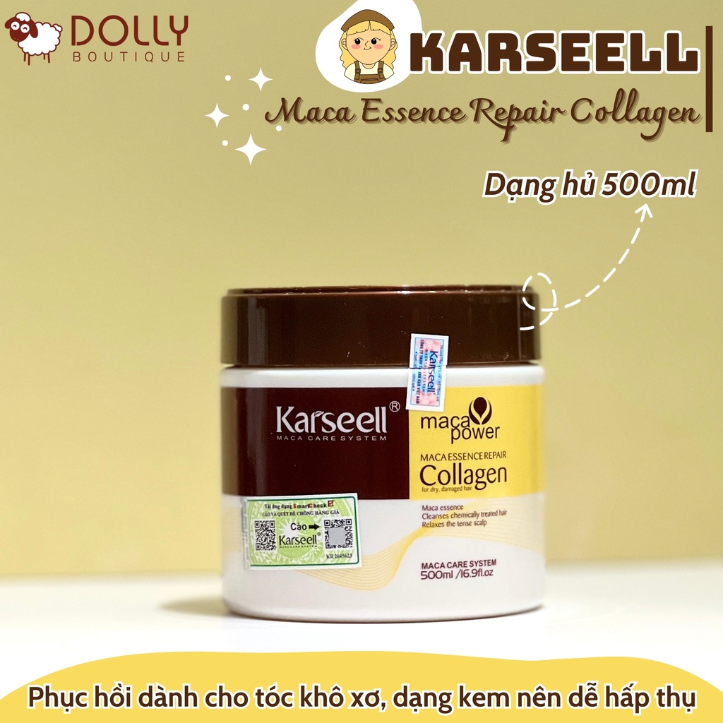 Kem Ủ Phục Hồi Tóc Hư Tổn Collagen Karseell Maca 500ml