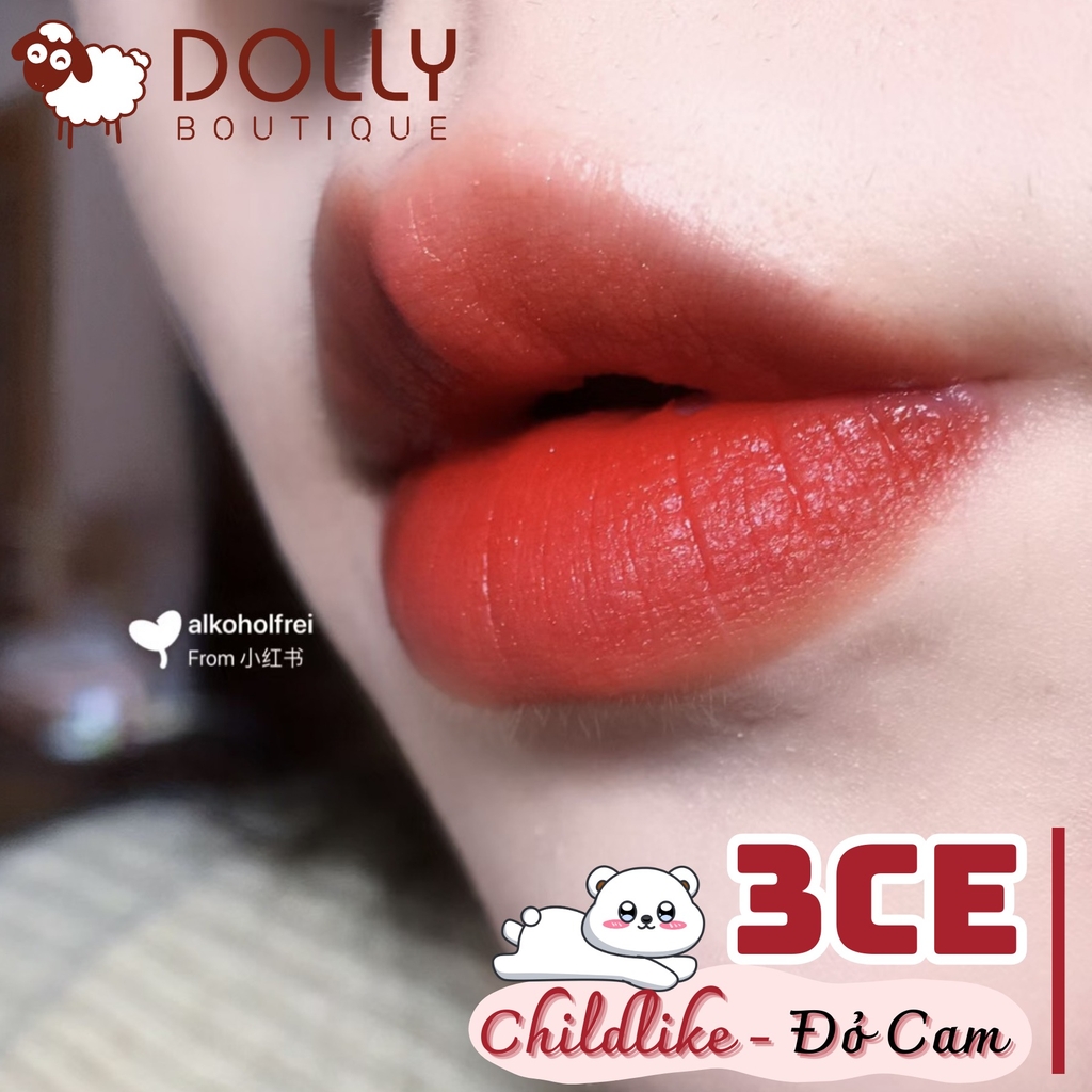 Son Kem Lì 3CE Velvet Lip Tint #Childlike ( àu Đỏ Cam) -4g