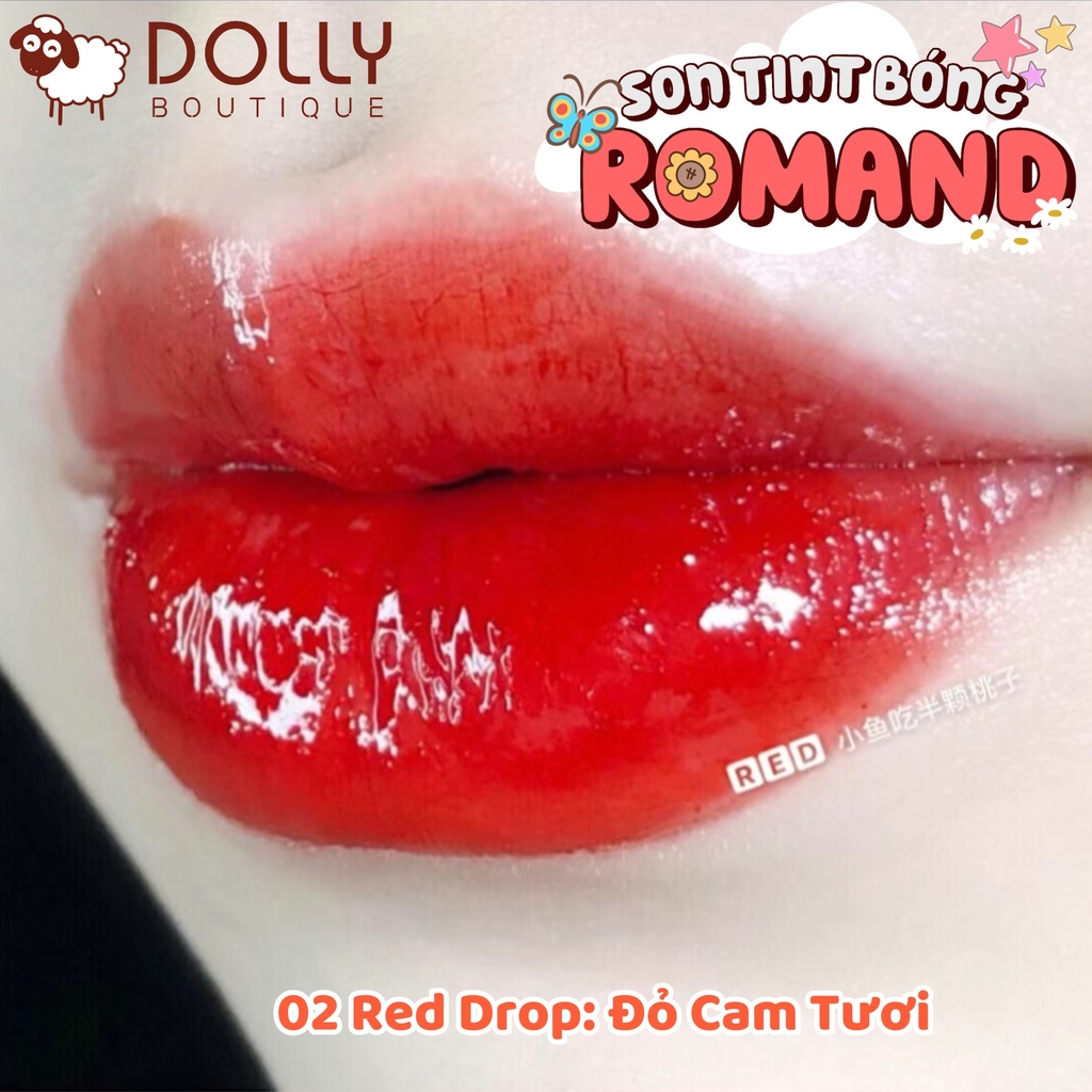 Son Tint Bóng Romand Glasting Water Tint 02 Red Drop Màu Đỏ Táo