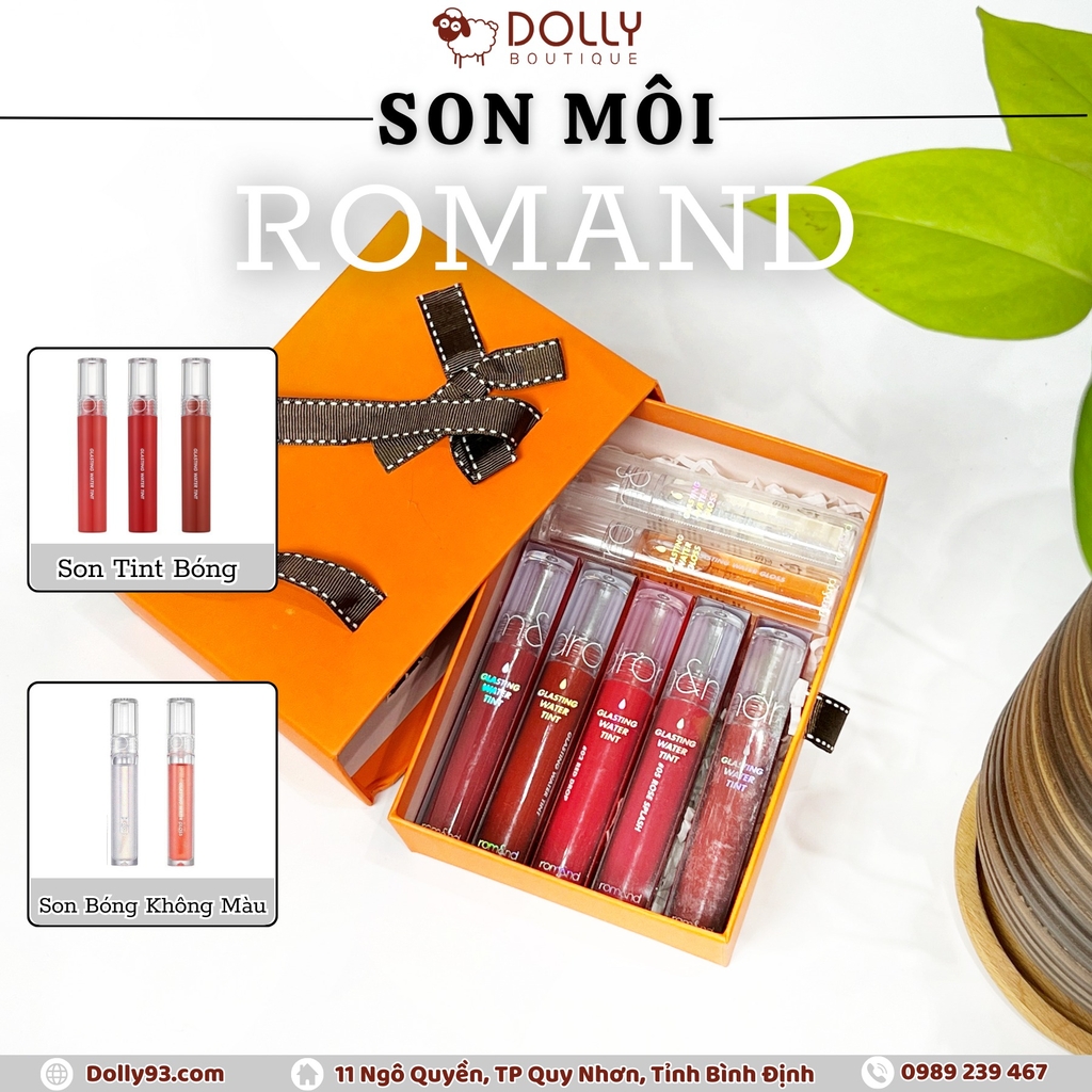 Son Tint Bóng Romand Glasting Water Tint 02 Red Drop Màu Đỏ Táo