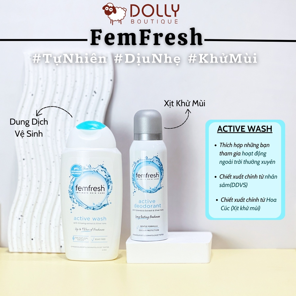 Xịt Thơm Mát Vùng Kín Femfresh Ultimate Care Deodorant - 125ml (Active)