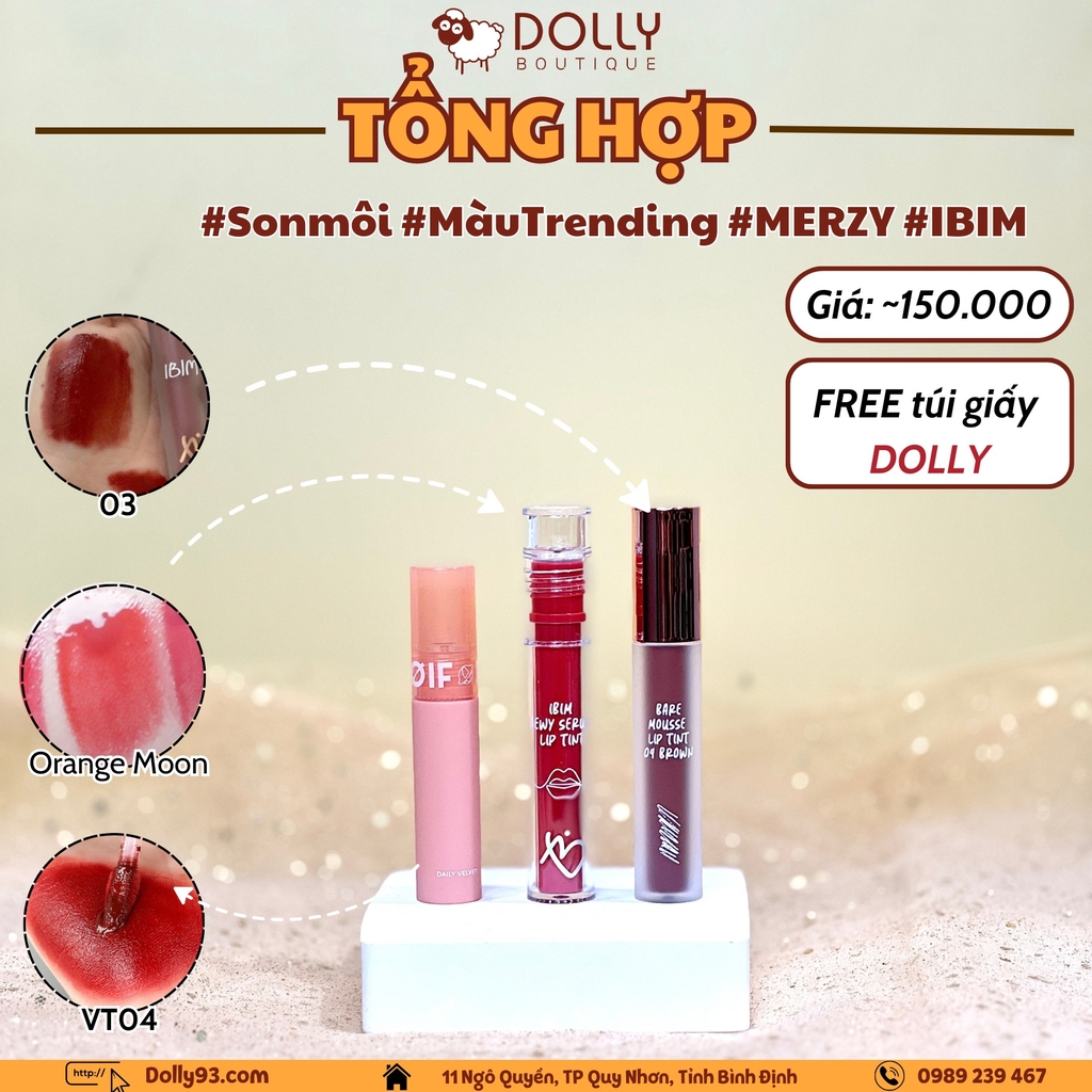 Son Kem Ẩm IBIM Dewy Serum Lip Tint- Orange Moon  ( Màu Đỏ Cam )