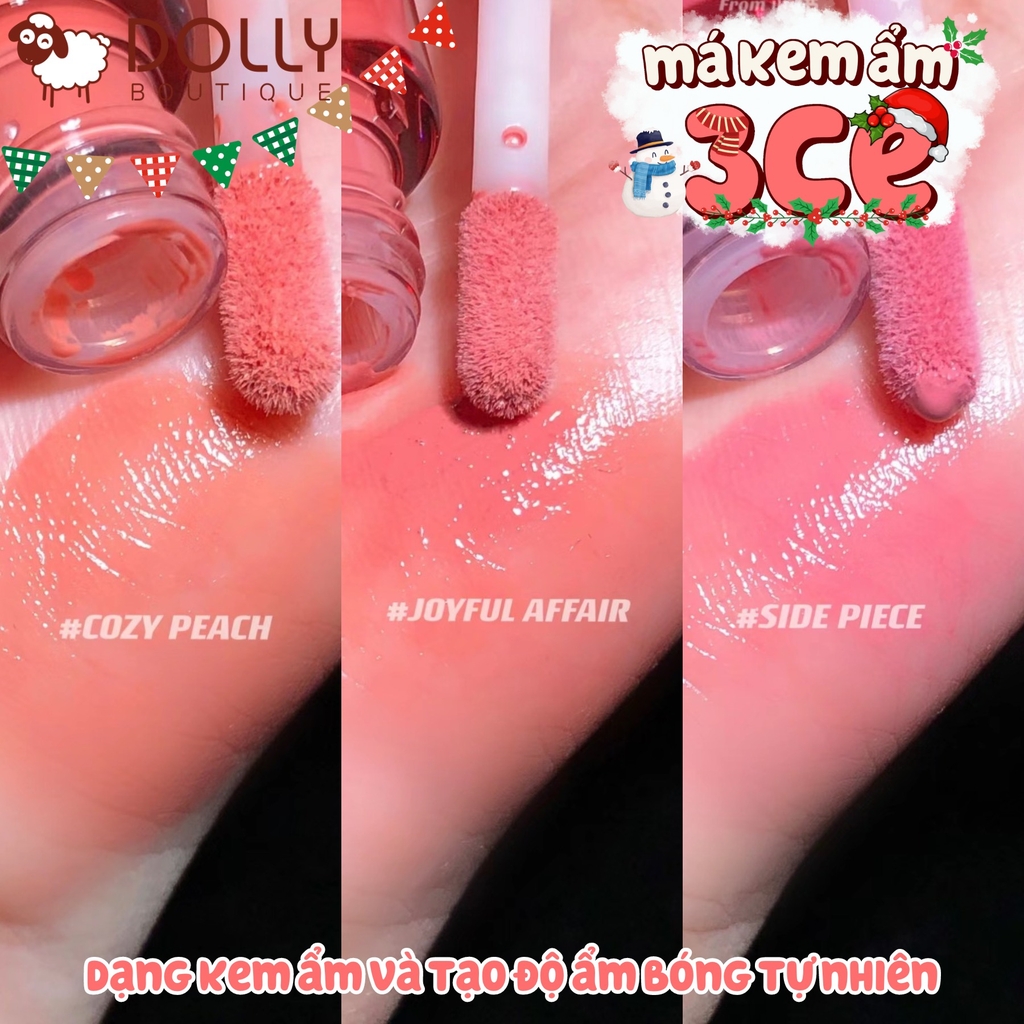 Má Hồng Dạng Kem Bền Màu, Lâu Trôi 3CE Sheer Liquid Blusher #Cozy Peach (Màu Cam Đào) - 3g