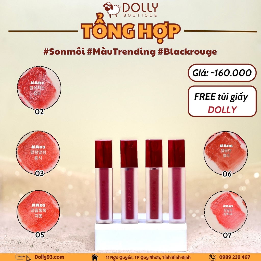 Son Kem Lì Black Rouge Air Fit Velvet Tint #A05 Mamalade ( Màu Đỏ Cam ) - 4.5g