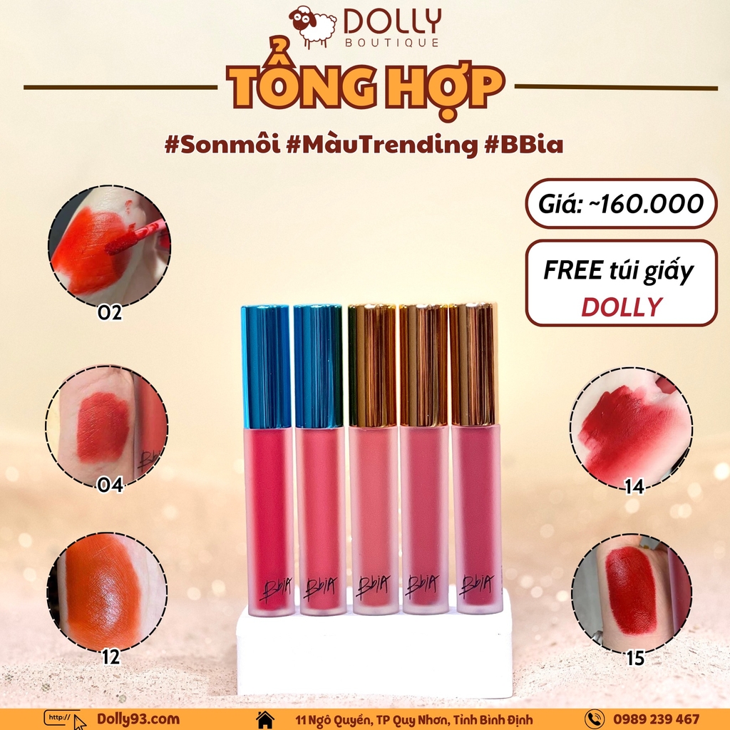 Son Kem Lì Bbia Last Velvet Lip Tint 02 Extra Bounce Đỏ Cam