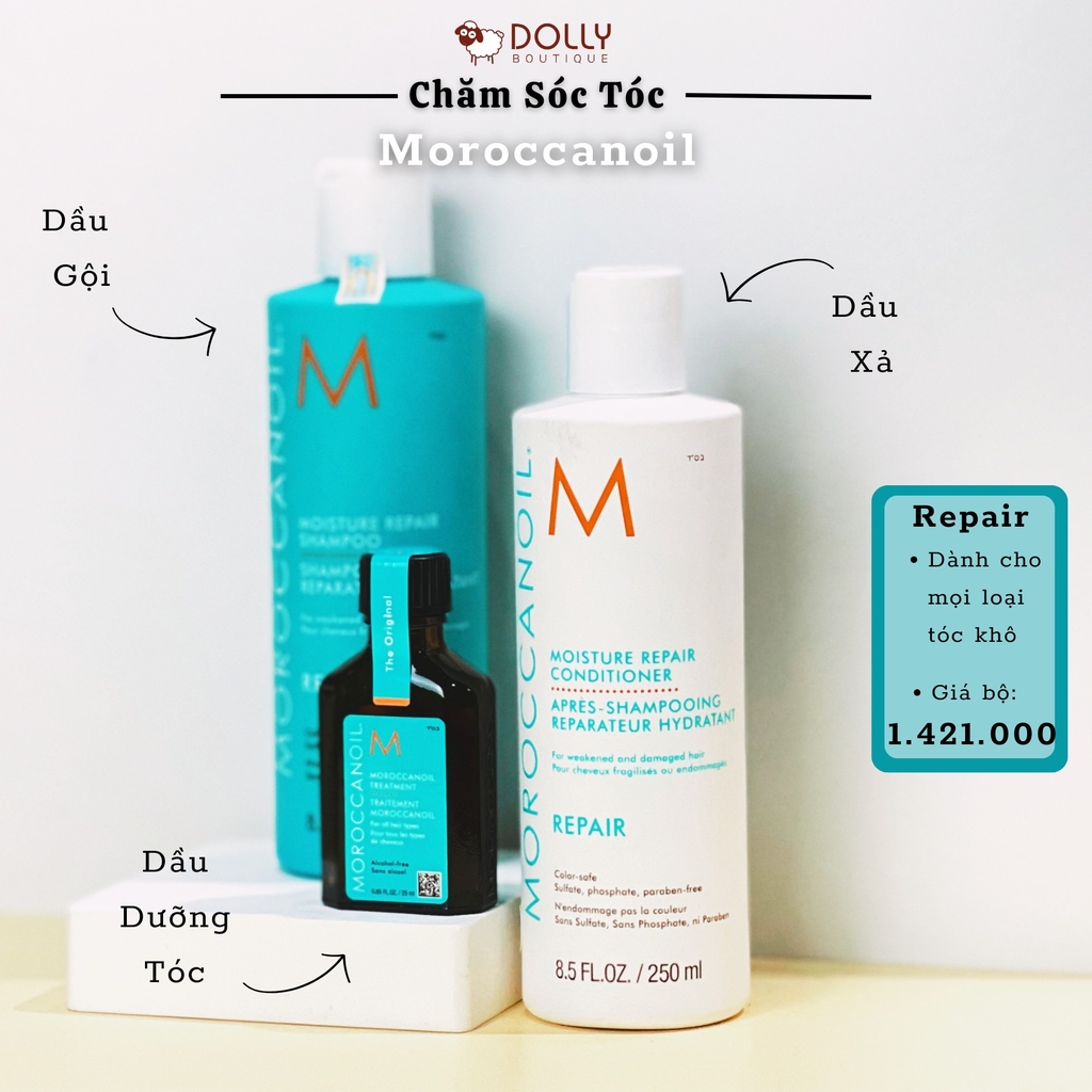 Bộ Gội Xả Phục Hồi Moroccanoil Moisture Repair Shampoo & Shampoo - 250ml * 2