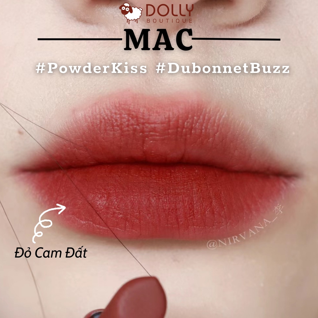 Son Thỏi Lì MAC Powder Kiss Lipstick #926 Dubonnet Buzz (Màu Đỏ Gạch) - 3g