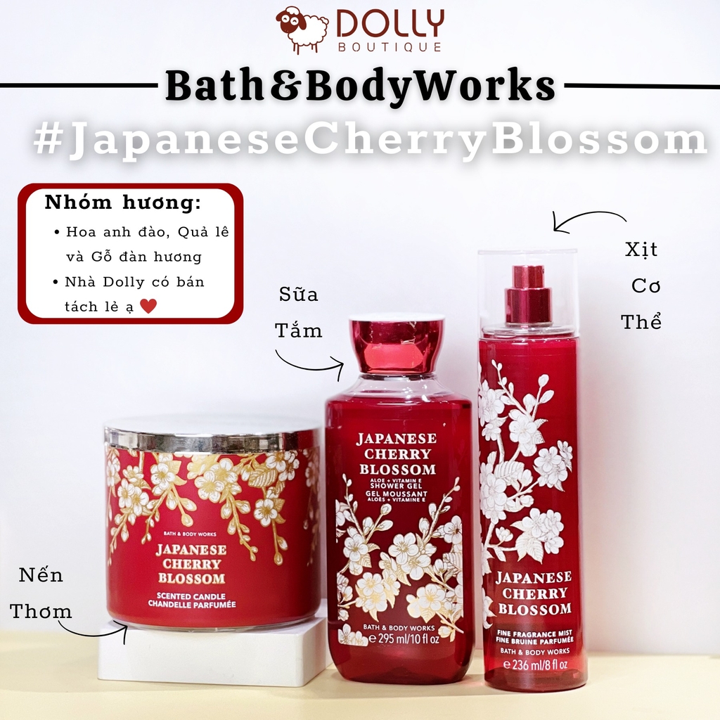 Nến Thơm 3 Bấc Bath And Body Works Japanese Cherry Blossom 3-Wick Candle 411g