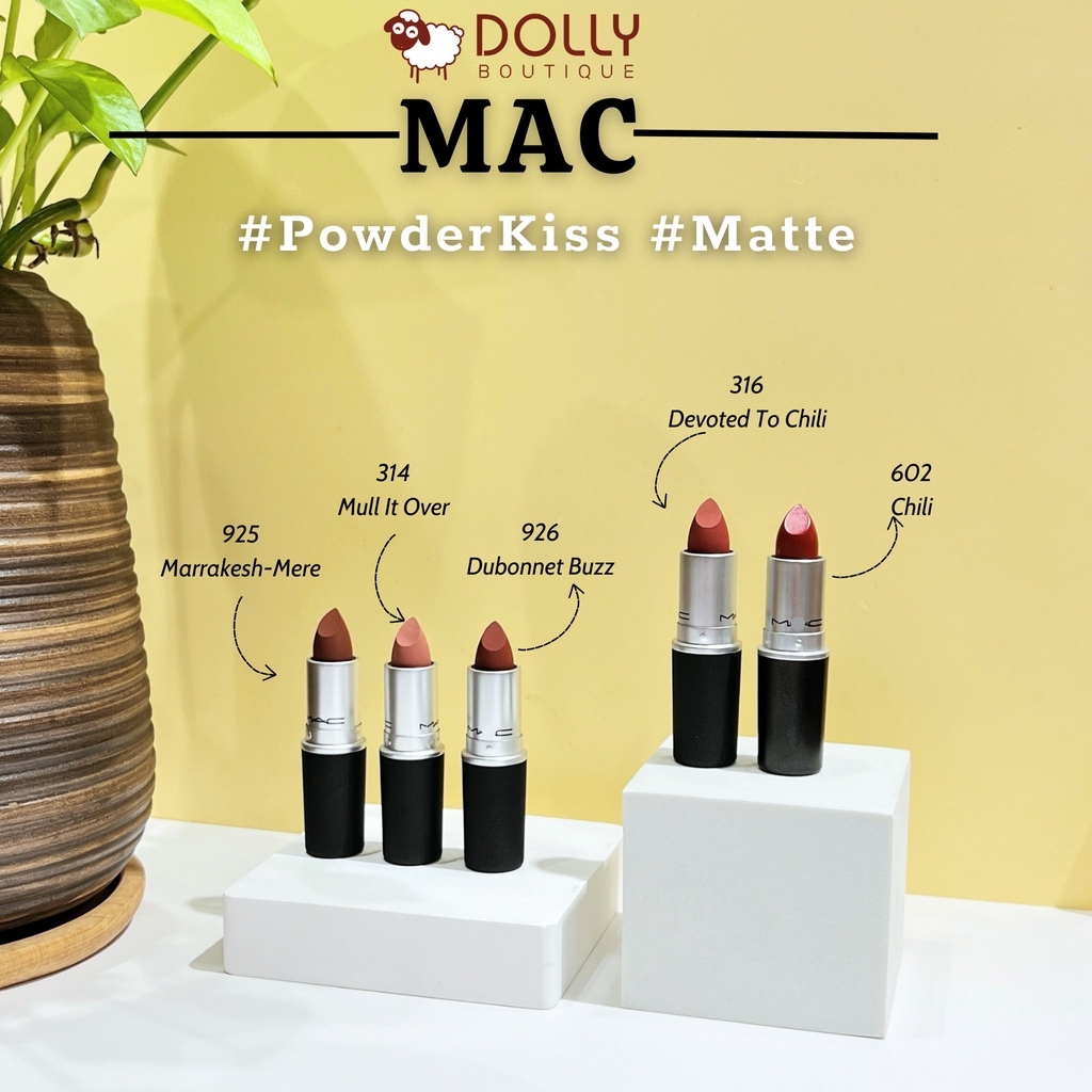 Son MAC Powder Kiss #316 Devoted To Chili  ( Đỏ Đất )