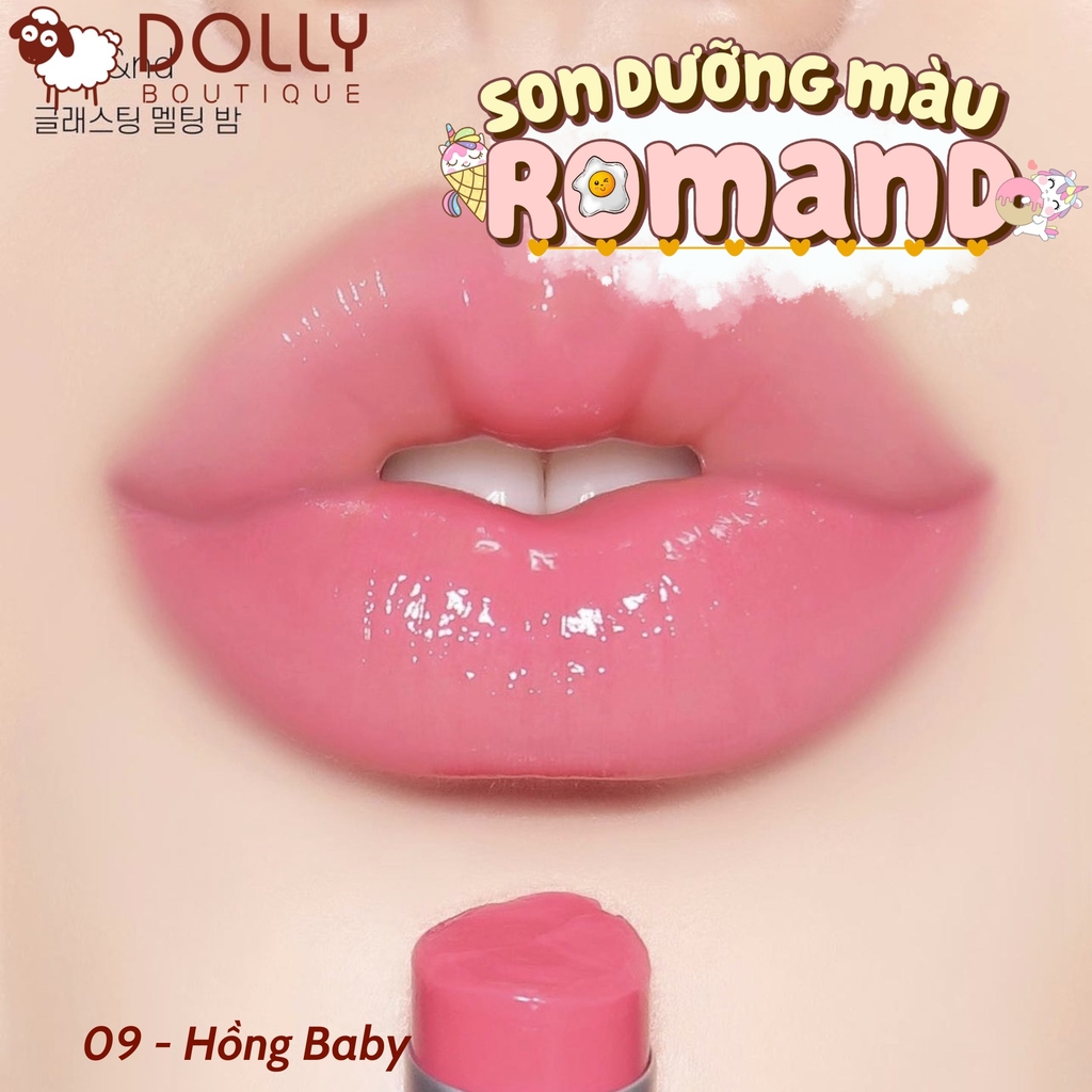 Son Dưỡng Có Màu Romand Glasting Melting Balm #09 Peonies (Hồng Sáng)- 3.5g